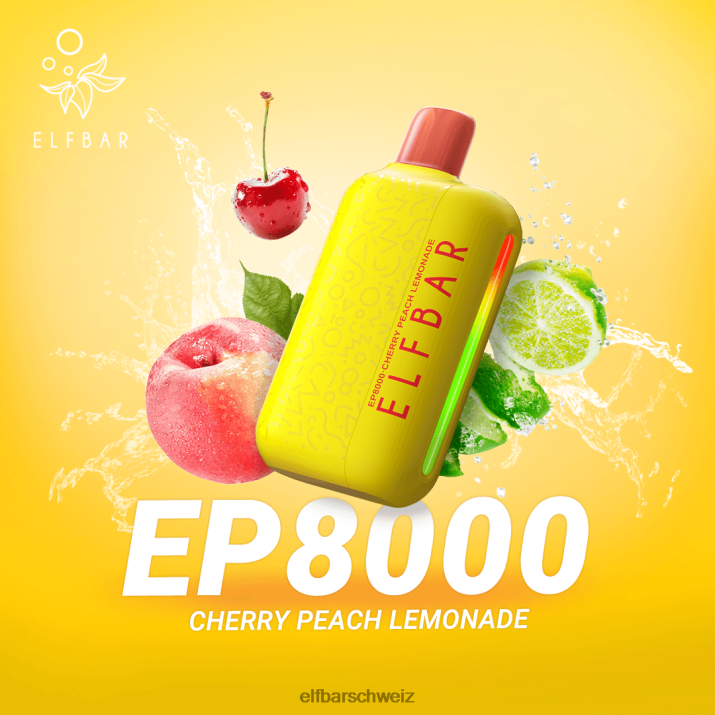 Einweg-Vapor neue ep8000 Puffs Kirsch-Pfirsich-Limonade ELFBAR 8T2RT58