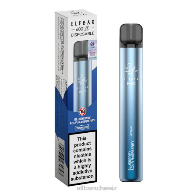 Elfbar 600v2 Einweg-Vaporizer – 20 mg 844PZ10 Heidelbeere, saure Himbeere