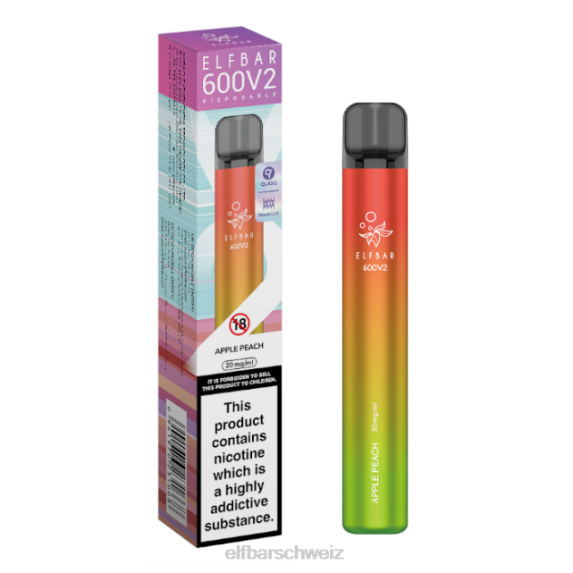 Elfbar 600v2 Einweg-Vaporizer – 20 mg 844PZ11 Apfel-Pfirsich