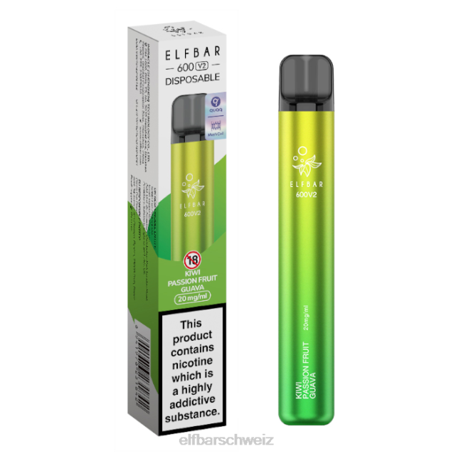 Elfbar 600v2 Einweg-Vaporizer – 20 mg 844PZ12 Kiwi, Passionsfrucht, Guave