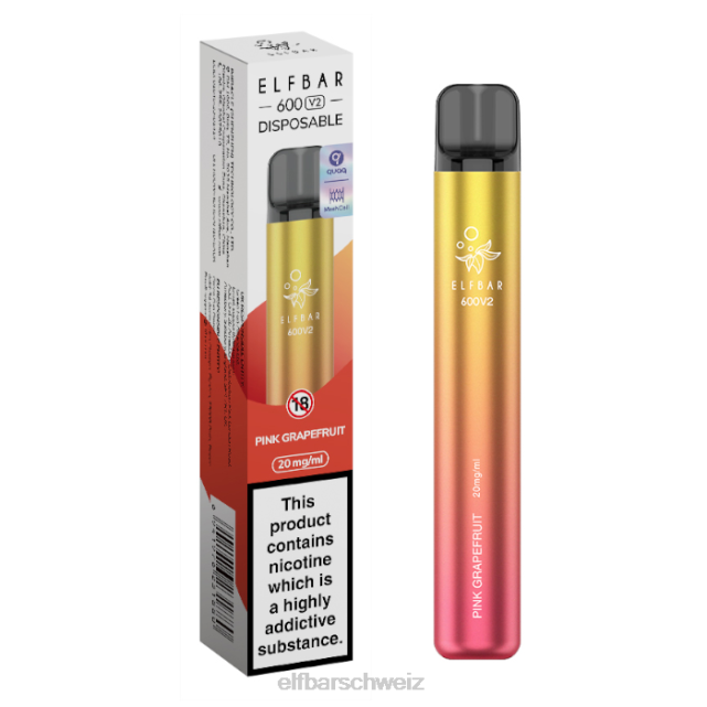 Elfbar 600v2 Einweg-Vaporizer – 20 mg 844PZ19 rosa Grapefruit