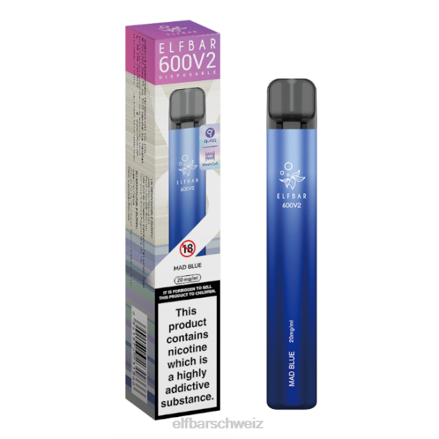 Elfbar 600v2 Einweg-Vaporizer – 20 mg 844PZ20 verrücktes Blau