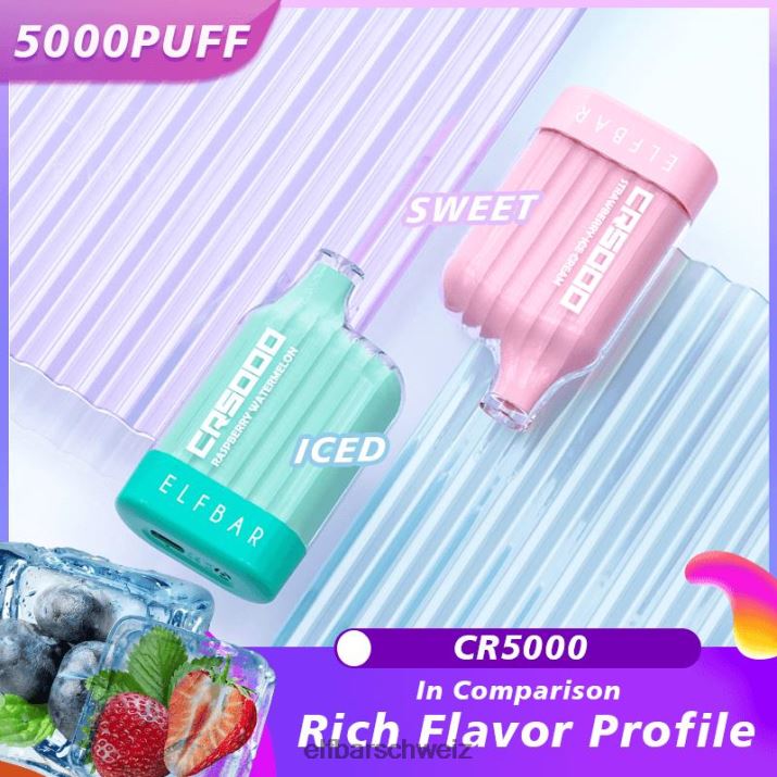 cr5000 Einweg-Vaporizer 5000 Züge Pfirsich-Erdbeer-Wassermelone ELFBAR 8T2RT25