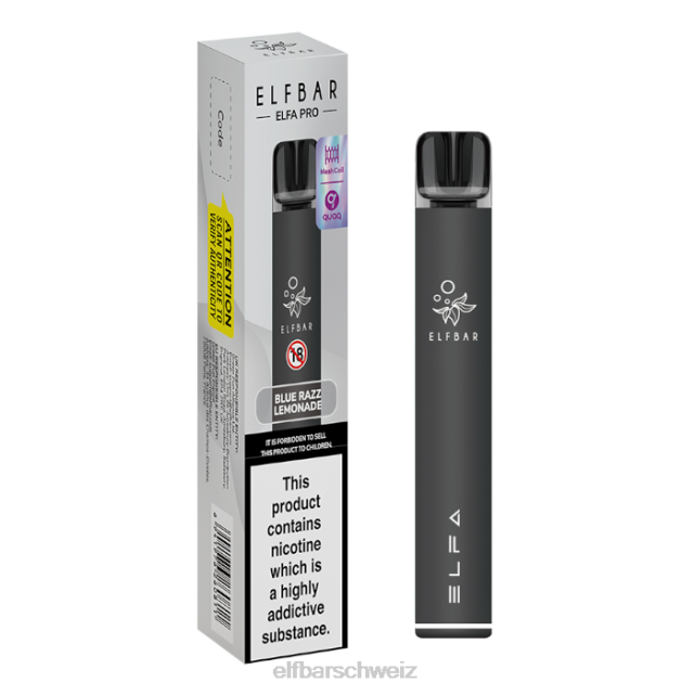 Elfbar Elfa Pro Pod Kit – wiederaufladbar 844PZ68 Black + Blue Razz Limonade vorgefüllte Schote