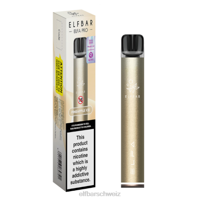 Elfbar Elfa Pro Pod Kit – wiederaufladbar 844PZ75 dunkles Gold + vorgefüllte Ananaseis-Schote