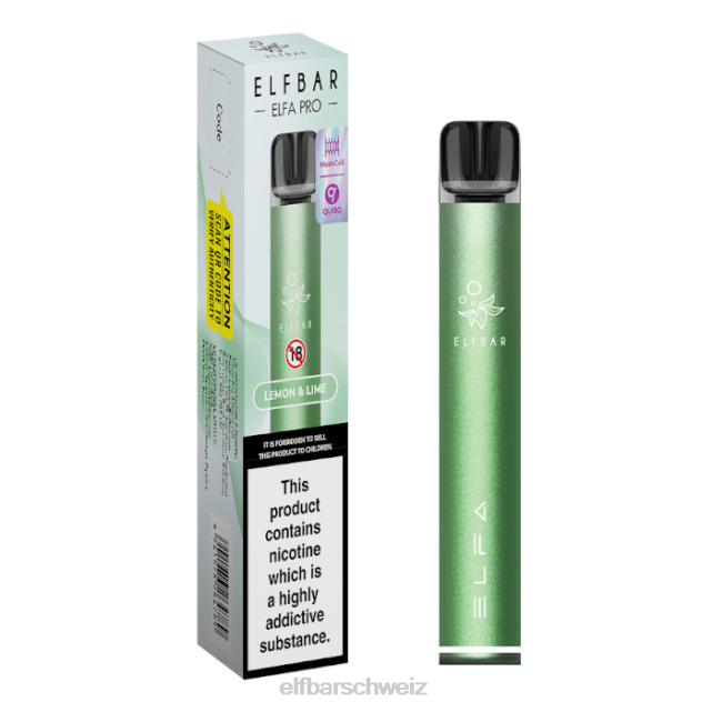 Elfbar Elfa Pro Pod Kit – wiederaufladbar 844PZ76 Twilight Green + Zitrone und Limette vorgefüllte Schote