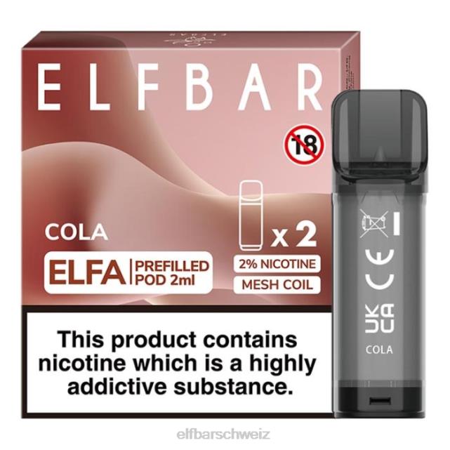 Elfbar Elfa vorgefüllte Kapsel – 2 ml – 20 mg (2 Packungen) 844PZ109 Cola