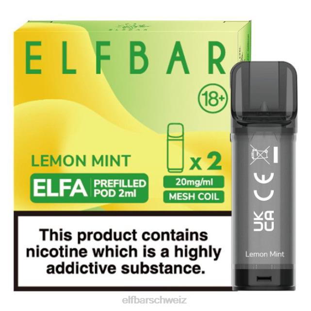 Elfbar Elfa vorgefüllte Kapsel – 2 ml – 20 mg (2 Packungen) 844PZ110 Zitronenminze