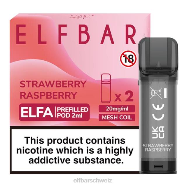 Elfbar Elfa vorgefüllte Kapsel – 2 ml – 20 mg (2 Packungen) 844PZ112 Erdbeer-Himbeere