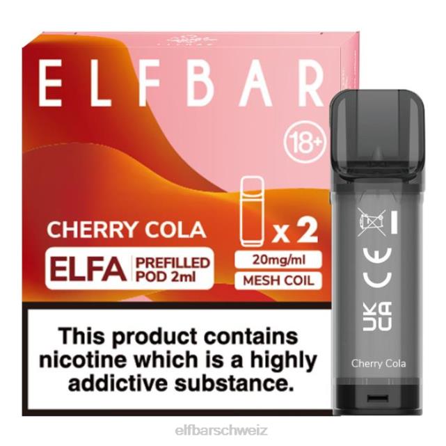 Elfbar Elfa vorgefüllte Kapsel – 2 ml – 20 mg (2 Packungen) 844PZ113 Kirschcola