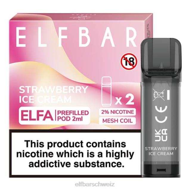 Elfbar Elfa vorgefüllte Kapsel – 2 ml – 20 mg (2 Packungen) 844PZ115 Erdbeereis