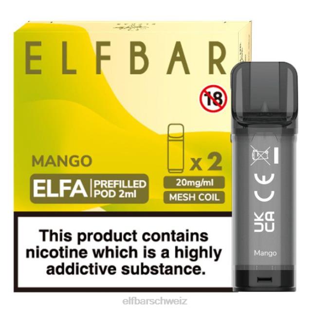 Elfbar Elfa vorgefüllte Kapsel – 2 ml – 20 mg (2 Packungen) 844PZ118 Mango