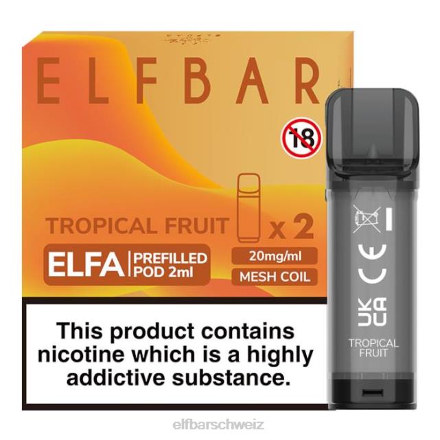 Elfbar Elfa vorgefüllte Kapsel – 2 ml – 20 mg (2 Packungen) 844PZ120 Tropische Frucht