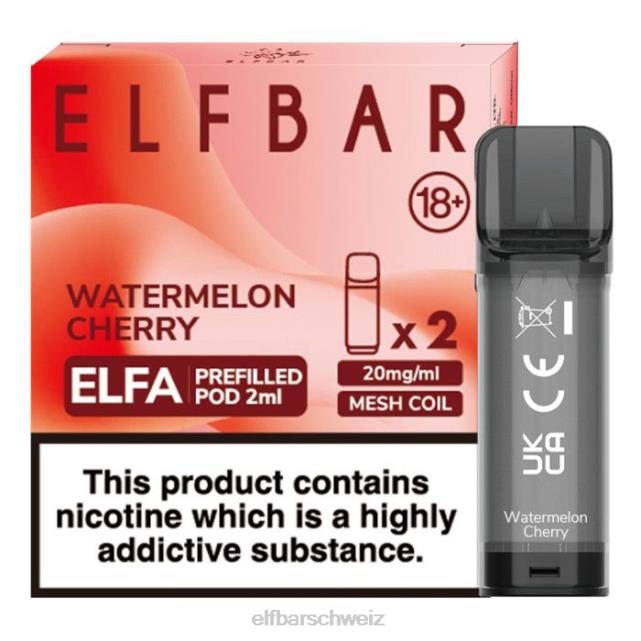 Elfbar Elfa vorgefüllte Kapsel – 2 ml – 20 mg (2 Packungen) 844PZ121 Wassermelonenkirsche