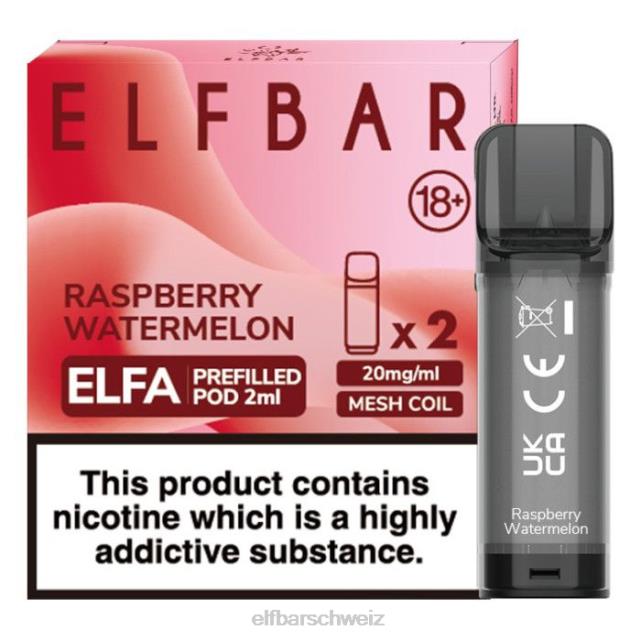 Elfbar Elfa vorgefüllte Kapsel – 2 ml – 20 mg (2 Packungen) 844PZ122 Himbeer-Wassermelone