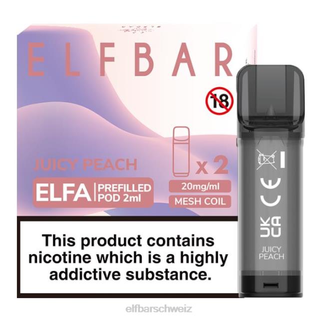 Elfbar Elfa vorgefüllte Kapsel – 2 ml – 20 mg (2 Packungen) 844PZ125 saftiger Pfirsich