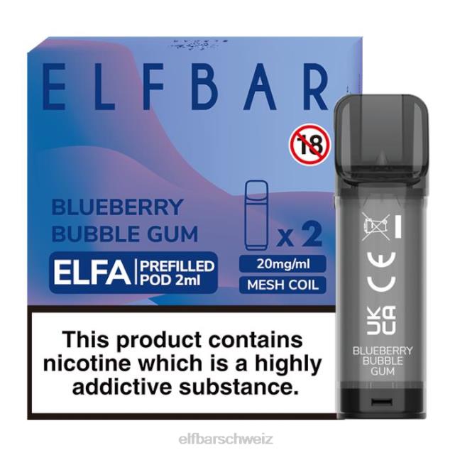 Elfbar Elfa vorgefüllte Kapsel – 2 ml – 20 mg (2 Packungen) 844PZ126 Blaubeer-Kaugummi