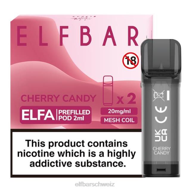 Elfbar Elfa vorgefüllte Kapsel – 2 ml – 20 mg (2 Packungen) 844PZ131 Kirschbonbons