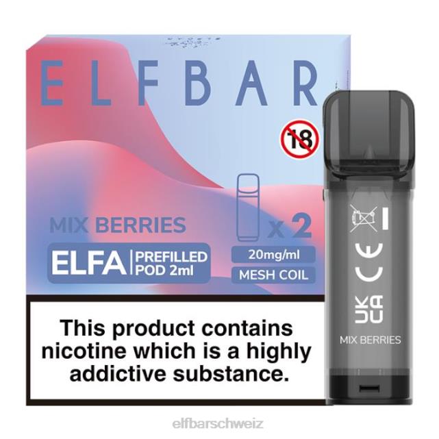 Elfbar Elfa vorgefüllte Kapsel – 2 ml – 20 mg (2 Packungen) 844PZ132 Beeren mischen