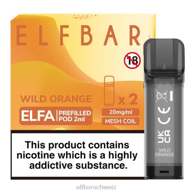 Elfbar Elfa vorgefüllte Kapsel – 2 ml – 20 mg (2 Packungen) 844PZ133 wilde Orange