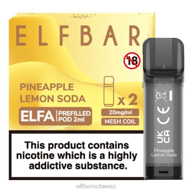 Elfbar Elfa vorgefüllte Kapsel – 2 ml – 20 mg (2 Packungen) 844PZ134 Ananas-Zitronen-Soda