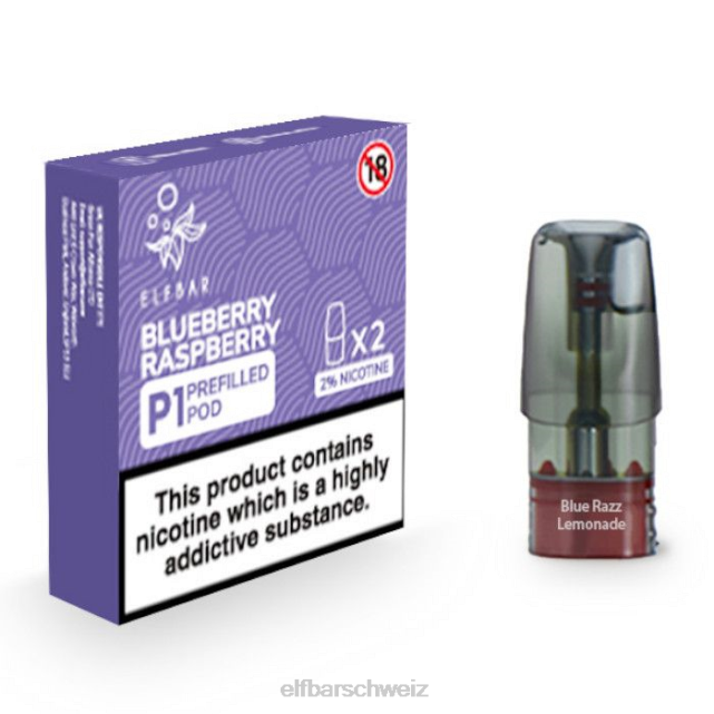 Elfbar Mate 500 P1 vorgefüllte Kapseln – 20 mg (2 Packungen) 844PZ157 Blaubeer-Himbeere