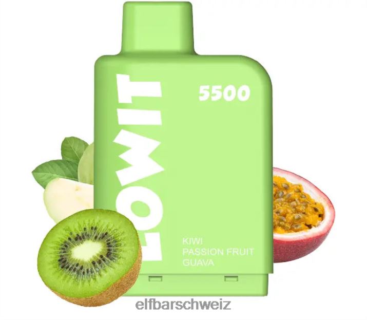 vorgefüllte Kapsel Lowit 5500 Züge 2% Nic Kiwi, Passionsfrucht, Guave ELFBAR 8T2RT139